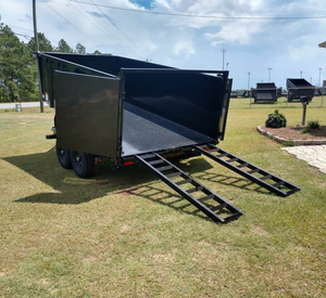 Remorque à benne basculante hydraulique 7X16 semi-remorque de 7 tonnes 14LP-16 essieu à benne basculante côté haut moteur en alliage d'aluminium et d'acier - Product Image 5