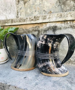 Meilleure qualité fait à la main corne de buffle Viking tasses à boire Style animal poli naturel artisanat exportation inde prix de gros - Product Image 3