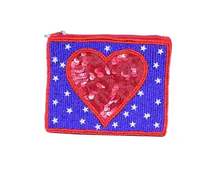 America Flag Coin Purse Small Wallet Purse USA Country Flag Beaded Coin Purse All Customized Size