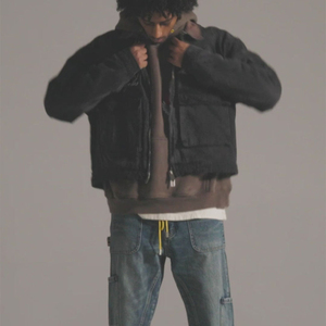 Chaqueta de Hombre de Lona Vaquera Gruesa Personalizada OEM, Chaqueta de Invierno con Cuello Alto, Impermeable, Estilo Vintage - Product Image 3