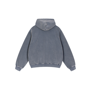 Sweat à capuche oversize en molleton délavé à l'acide avec broderie 3D et fermeture éclair - Product Image 2