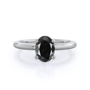 Anillo de compromiso de forma ovalada de diamante Moissanite negro Anillo personalizado de plata esterlina 925 - Product Image 1