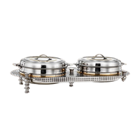 Casserole arabe design moderne de luxe en acier inoxydable avec couvercle en bois, isolée, antiadhésive, chauffe-plats pour buffet, fête, mariage, hotpot