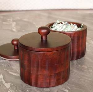 Frasco de Madera Ecológico de Color Marrón Oscuro con Tapa, Contenedor Premium para Almacenamiento de Frutos Secos, Caja Redonda para Galletas y Frutos Secos al Mejor Precio - Product Image 3