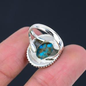 Turquoise bijoux en pierres précieuses pour femmes argent Boho Style bague bijoux 925 en argent Sterling tendance bague faite à la main cadeau pour maman - Product Image 6