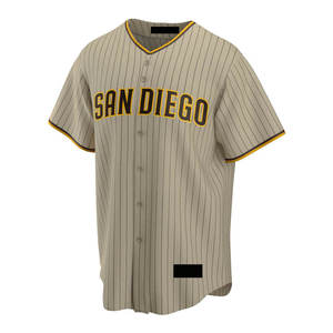 Camiseta de béisbol cosida con nombre de sarga de aparejos OEM personalizada Camiseta de béisbol de media manga para hombre de tamaño adulto rayada - Product Image 2