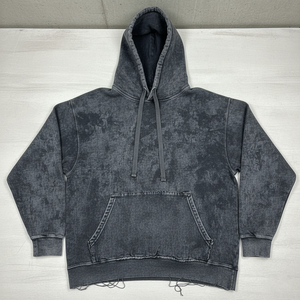 เสื้อฮู้ดวินเทจสไตล์ย้อมสีเอซิดสำหรับผู้ชาย สีเทาชาร์โคล ลุคซันเฟด กรันจ์ ทรงพูลโอเวอร์ เนื้อผ้าหนา สตรีทแวร์ ผ้าฝ้าย 100% - Product Image 1