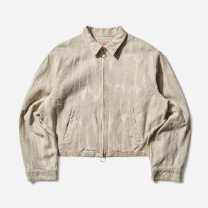 Blouson bomber en coton tie-dye pour homme, fermeture éclair décontractée, coupe courte, col rabattu, manches classiques - Product Image 1