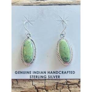 Navajo Gaspeite & Sterling <b>Silver</b> Drop <b>Earrings</b> Elegant <b>Dangle</b> Jewelry - Product Image 5