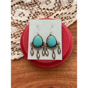 Sheila Tso Kingman Turquoise & Sterling <b>Silver</b> <b>Drop</b> <b>Earrings</b> for Gift Occasions - Product Image 1