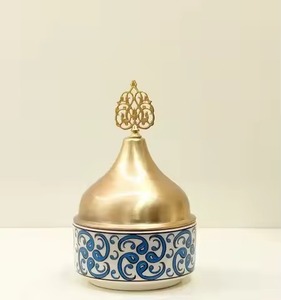 Tazón de Frutos Secos de Diseño de Lujo, Utensilios de Cocina de Metal de Primera Calidad, Tazón Árabe para Almacenar Dátiles con Tapa para Decoración de Ramadán - Product Image 3