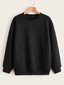 Sudadera informal de invierno de gran tamaño transpirable con estampado personalizado, manga larga, cuello redondo, tela de lana sólida, talla grande bordada alta - Product Image 4