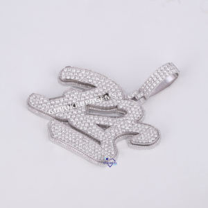 Pass Diamond Tester VVS Lab Grown Diamond Hiphop Jewelry oro blanco de 14kt con letra de corte redondo personalizado Iced Out Pendant Jewelry - Product Image 5