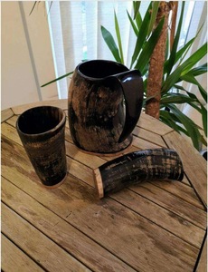 Authentic Eco-Friendly Viking Horn <b>Mug</b> Handmade Buffalo Horn Food Grade Medieval Style Religious Feng Shui Animal Beer <b>Mug</b> - Product Image 5