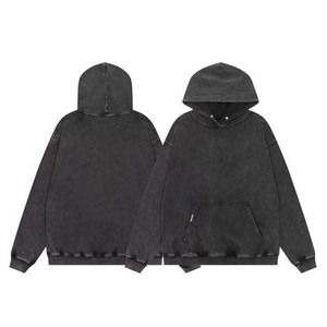 Sudadera con capucha lavada con ácido personalizada para hombre 100% algodón básico pesado 480g impresión digital de gran tamaño para el invierno - Product Image 2