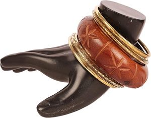 2025 Elegant Wood and Brass <b>Bangles</b> <b>Set</b> Handmade Fashion Jewelry for All Occasions - Product Image 1