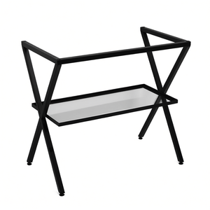Mobili da Bagno - Koricini 100cm, Mobiletto in Metallo Nero Opaco con Ripiano in Vetro - Product Image 2