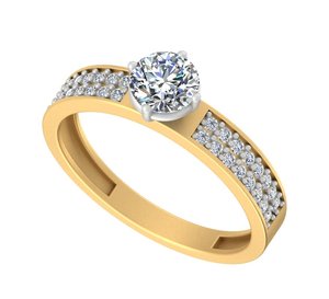 Anillo de diamantes cultivados en laboratorio de diseñador en 14K/18K rosa amarillo oro blanco acentos de rodio anillos finos de boda de compromiso contemporáneo - Product Image 2