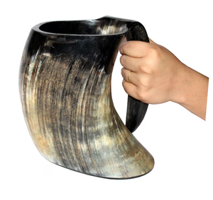 Mug en corne de buffle de haute qualité au design spécial, vente personnalisée, corne de buffle polie naturelle, mug viking - Product Image 5