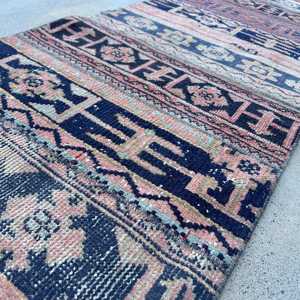 2.6x23.5 ft Vintage Rug, Turkish <b>Runner</b> Rug, Blue <b>Red</b> Floral Rug - Product Image 5