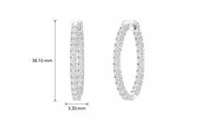 Pendientes de Aro para Mujer, Oro de 14K y Diamantes Naturales Eticos, Corte Brillante Redondo, Interior y Exterior - Product Image 2