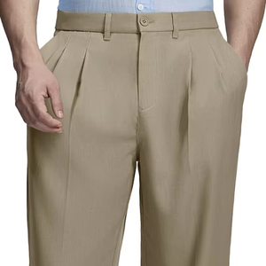 Pantalones Casuales de Trabajo para Hombre, Estilo Clásico, Corte Holgado, Pliegues, Pierna Ancha, Vintage - Product Image 1