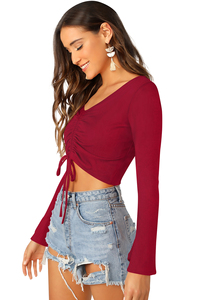 Tops de punto de moda para deportes indios exclusivos para mujer, ropa cómoda y regular, Tops cortos formales con apliques indios - Product Image 6