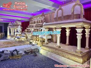 การตกแต่งธีมอินเดียแบบคลาสสิกการตกแต่งภาพตัดปะการแต่งงานธีมสิงคโปร์ Manavarai ธีม mandap ฮินดูงานแต่งงานพิธีแต่งงาน Dev mandapam Setup - Product Image 5