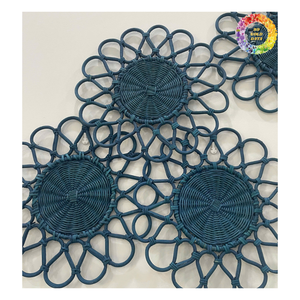 Mantel individual de ratán redondo multicolor con soporte, manteles individuales de mimbre redondo, almohadillas de mesa tejidas Mesa de ratán para exportación - Product Image 1