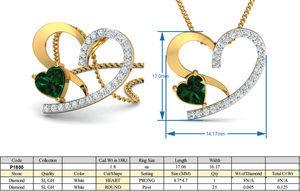 Colgante de Zirconia con Forma de Corazón en Cristal Verde, Chapado en Oro, Colgante Delicado al por Mayor para Mujer - Product Image 4