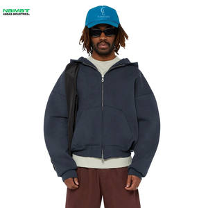 Sweat à capuche double zip personnalisé, coupe ample, 320 g/m², polyester/coton, uni, teinture unie, épaules tombantes, double couche, pour l'hiver - Product Image 4