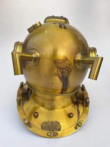 Sculpture de grand casque nautique en laiton fabriqué à la main décor marin vintage pièce de collection - Product Image 2