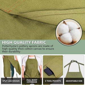 Full Coverage <b>Pottery</b> <b>Apron</b> Split Leg 100% Cotton Canvas Potter's <b>Aprons</b> with Pockets for Women Men - Product Image 5
