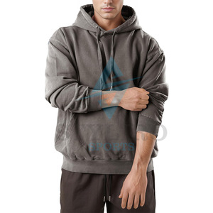 Manufacturer's High Quality 100% Cotton <b>French</b> Terry Solid <b>Vintage</b> Men's Hoodie Custom Distressed Acid Wash Wholesale Streetwear - Product Image 3