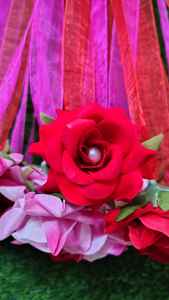 Elegante guirnalda de rosas para colgar en la pared con cintas de tul, Mandap festivas y decoraciones para el techo de boda, decoración colgante para Baby Shower - Product Image 2