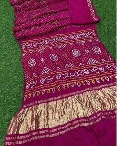 Sari en soie Bandhej Gajji traditionnel de mariage de créateur, vêtements culturels, sari en soie Bandhej traditionnel à prix de gros par l'exportateur - Product Image 4