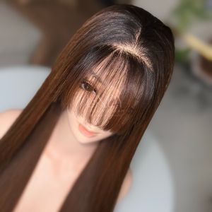 Pelucas muy sedosas de la mejor calidad, pelo crudo Real, 100% cabello humano vietnamita, hueso recto, peluca con cierre de Color marrón - Product Image 6