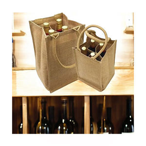 Mini porte-vin biologique de haute qualité Logo personnalisé sac de jute poignée en coton exportateur indien toile tissu sac à provisions de qualité supérieure - Product Image 6