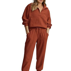 Trajes de dos piezas informales de verano para mujer, chándales de manga larga sólidos para ropa de calidad para mujer - Product Image 1