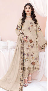 Nuevo traje de trabajo de secuencia de bordado Georgette pesado pakistaní con tela de vestido elegante de colección Dupatta - Product Image 4