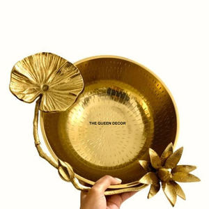 Serve Bowl Coral Aluminum Metal Gold Plated Interior and Exterior Design Party Bowl <b>Gift</b> Decorative Bowl - Product Image 2