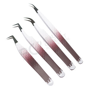 แหนบขนตาสแตนเลสแบบบาง90องศาความแม่นยำสูงพร้อมปลายแหลมไฟเบอร์สำหรับการต่อขนตา - Product Image 1