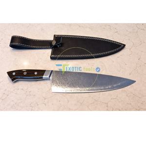 Couteaux de cuisine en acier Damas tendance mondiale, lames en matériaux haut de gamme durables avec manches intégrales et étui en cuir - Product Image 2