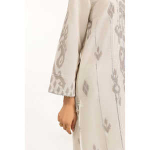 Costume pour femme en jacquard blanc cassé 3 pièces avec décoration boutonnée - Product Image 1