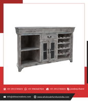Comptoir de bar en bois recyclé antique, meuble élégant brun, 2 portes, 1 tiroir, pour la maison, le bureau, l'appartement, la chambre, le salon