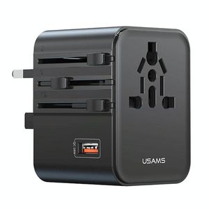 USAMS CC309 25W อะแดปเตอร์ชาร์จแบบพกพา พอร์ตคู่ Type-C และ USB-A สีดำ - Product Image 1