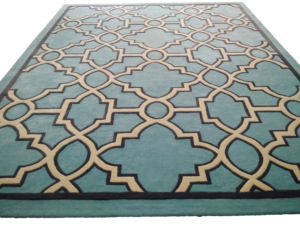 Alfombra de lujo hecha a mano con mechones, lana duradera y algodón, diseño bordado geométrico, alta venta directa del proveedor de fábrica - Product Image 4