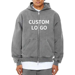 Nouveau français Terry Zip Up Acid Wash Hoodie Blanc Heavyweight Acid Washed Zipper No String Vintage Loose Cropped Hoodies 2025 - Product Image 5