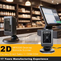 Escáner de Códigos de Barras de Mesa MP6300 2D QR, Manos Libres, Alto Rendimiento, Interfaz USB/RS232 para Punto de Venta y Comercio Minorista
