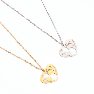 Mode <span class=keywords><strong>carte</strong></span> <span class=keywords><strong>du</strong></span> <span class=keywords><strong>monde</strong></span> bijoux colliers en acier inoxydable coeur pendentif collier non ternir argent 18k or coeur <span class=keywords><strong>carte</strong></span> <span class=keywords><strong>du</strong></span> <span class=keywords><strong>monde</strong></span> collier - Product Image 3
